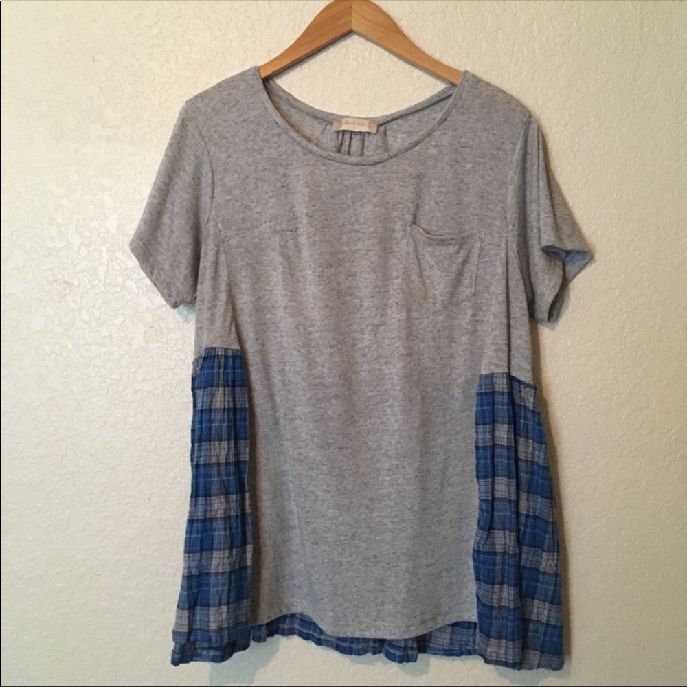 Altar’d State Gray w blue plaid shirt